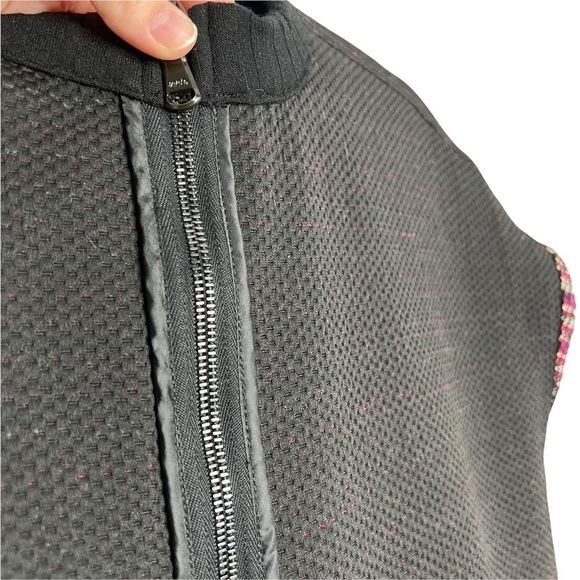 Woven Maroon, White & Black Striped Reversible Zipper Front Vest - Picture 7 of 12